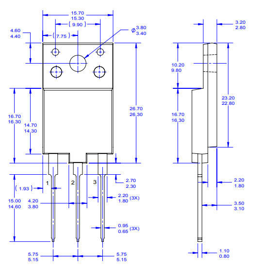 Mechanical Drawing - onsemi FGAFx0N60 Field Stop IGBTs